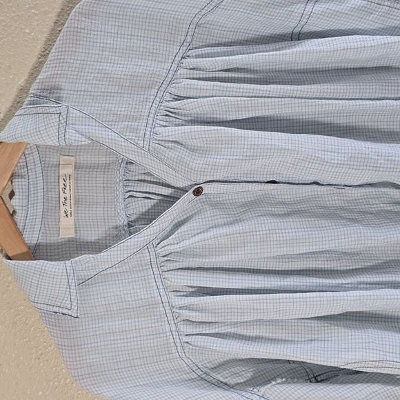 Women's Light Blue Checkered Top - Picture 2 of 9